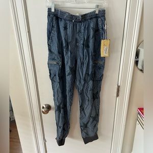 Whim Navy Star Zip Tencel Joggers